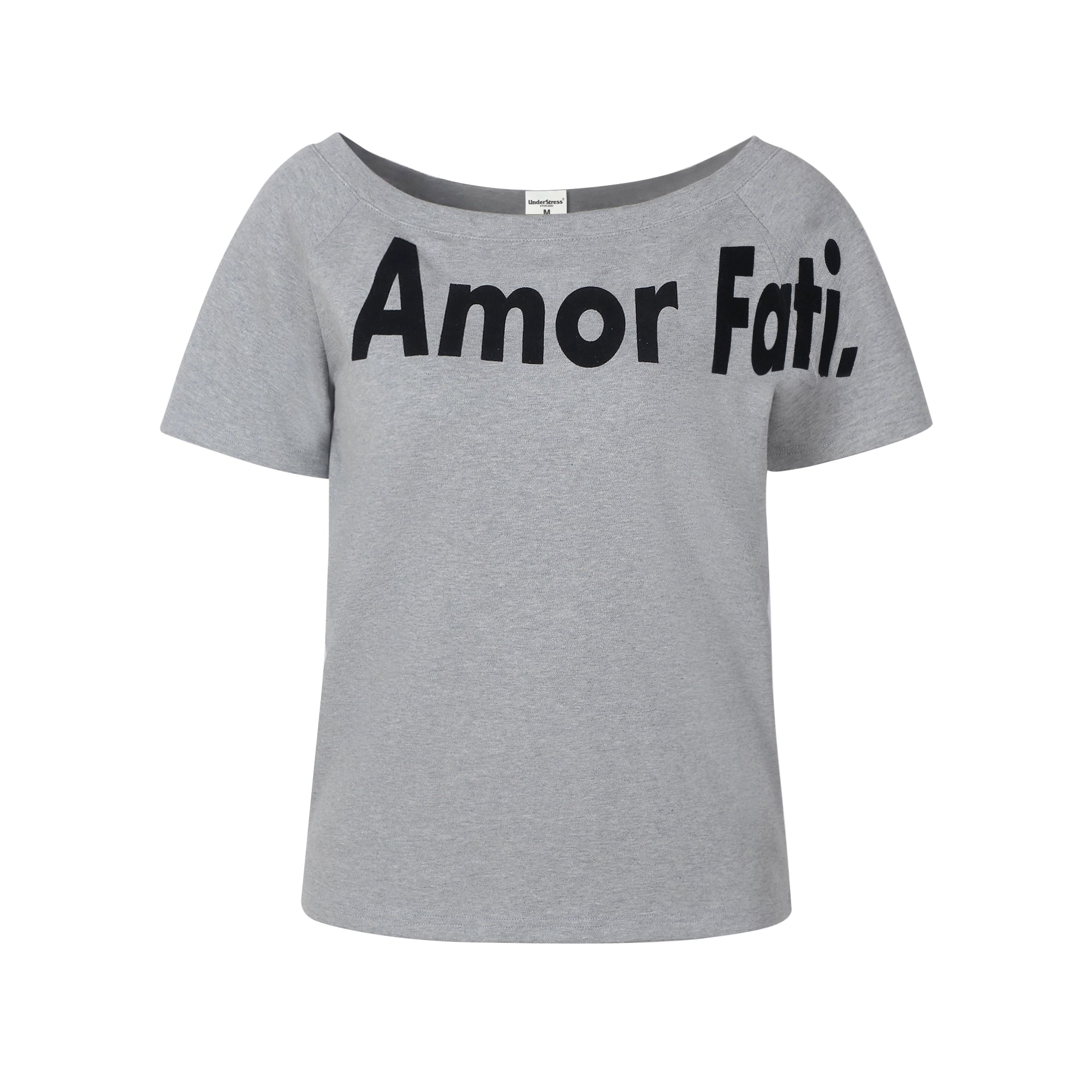 UnderStress Letter Print Sloping Shoulder Loose Tee