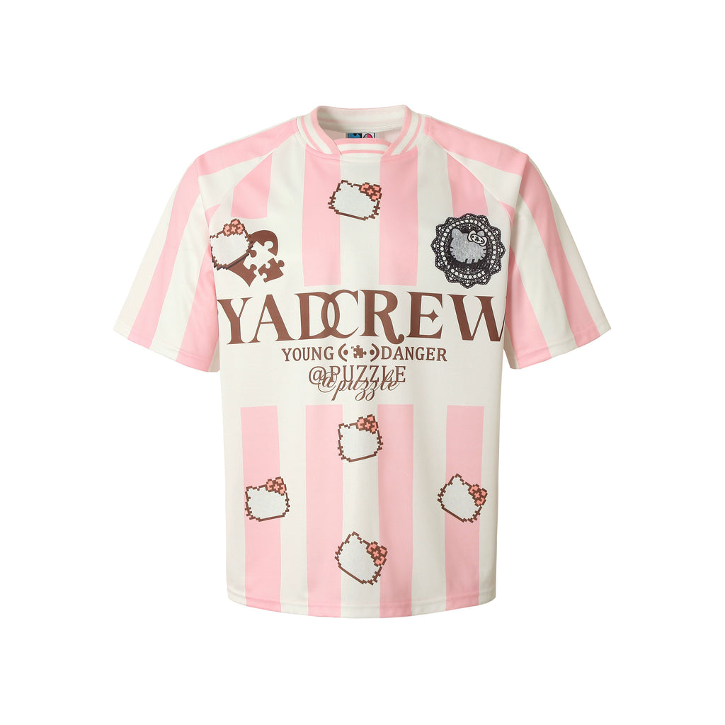 YADcrew Mosaic Print Cat Striped Tee