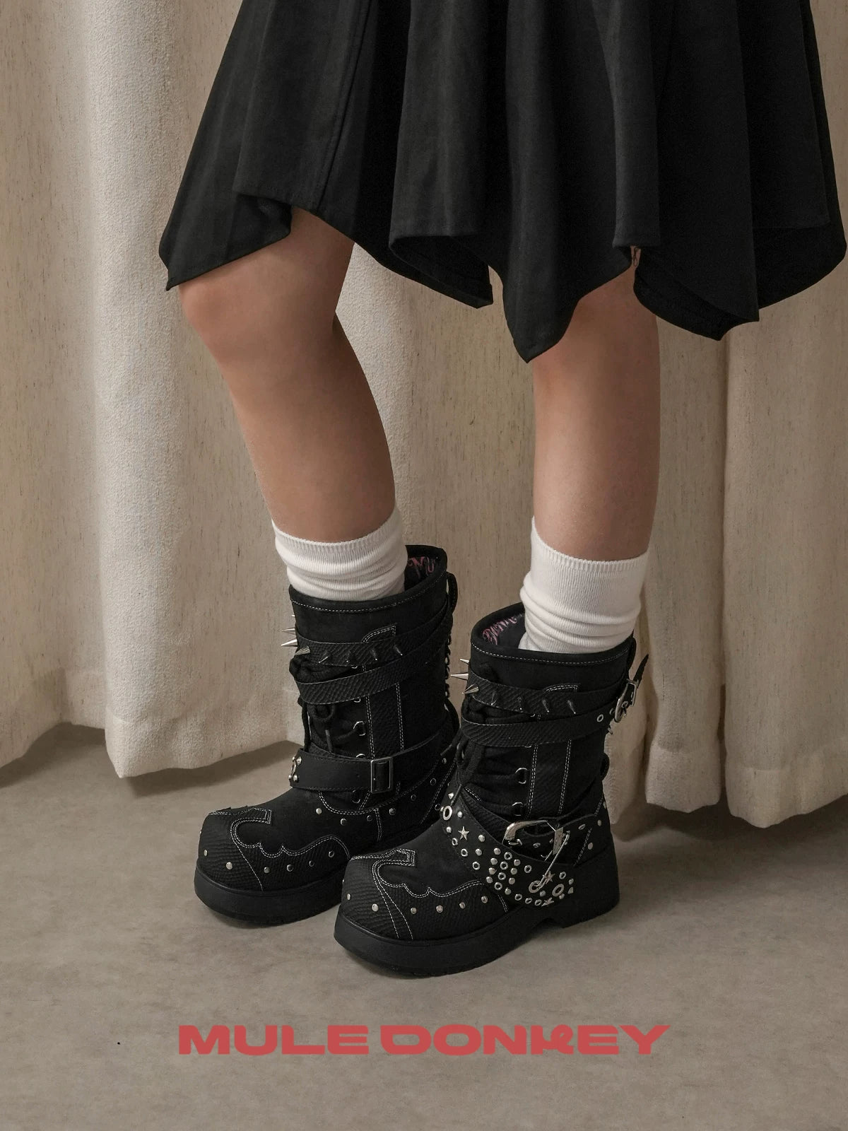 Donkey Rivet Western Platform Boots