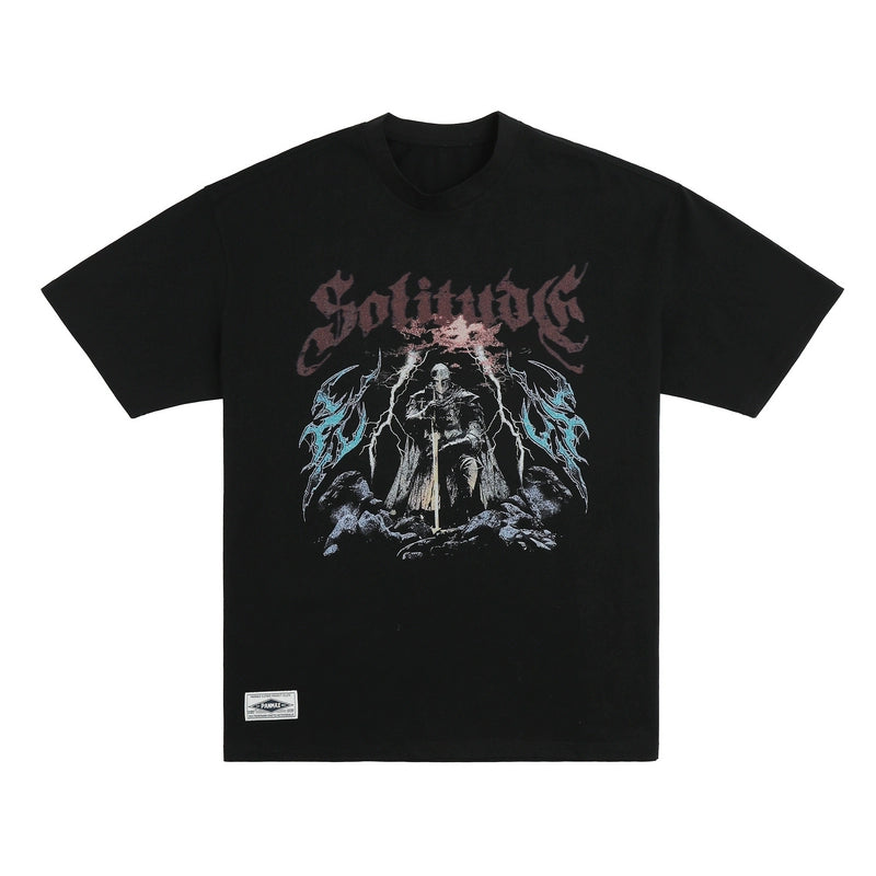 PANMAX American Retro White Ink Print Crew Neck Tee