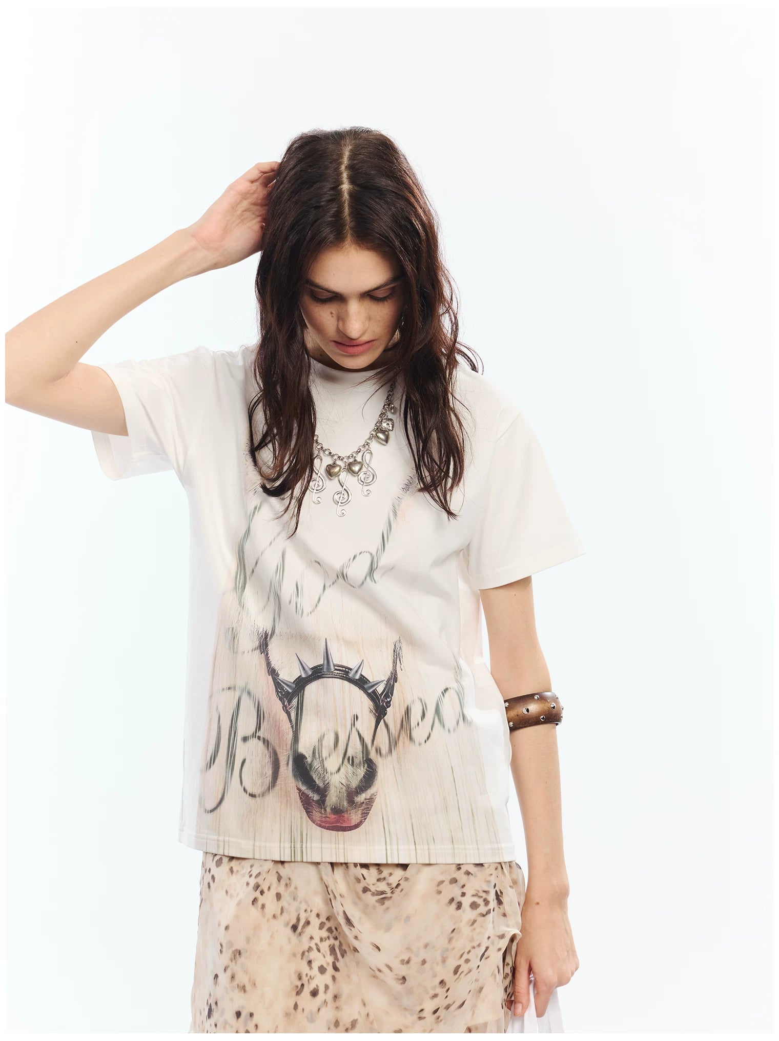 2th Desire Crew Neck Shoulder Casual Tee