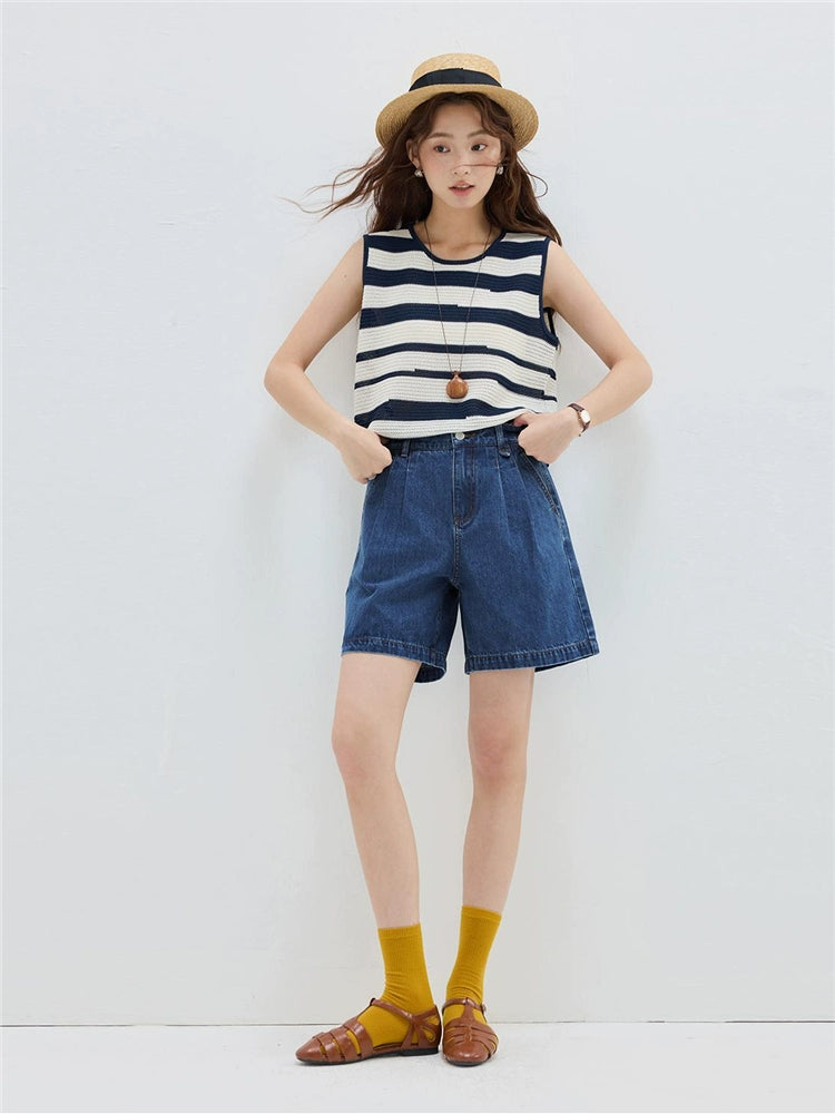 Giordano Embroidered Semi-elastic Waist Wide-leg Shorts