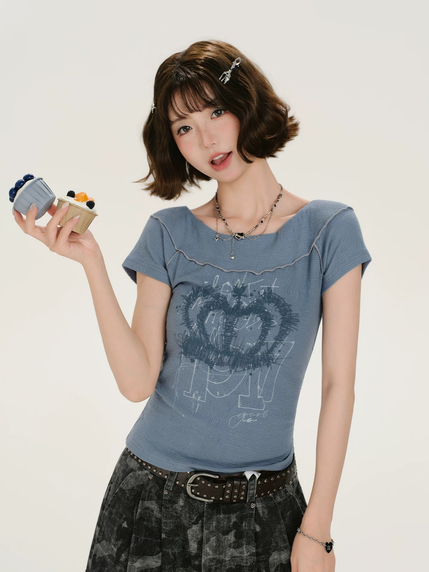 Girlyhalo Lapel Slim Short Tee