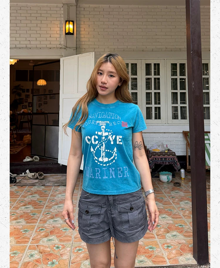 CCYE Anchor Old Print Front Shoulder Slim Tee