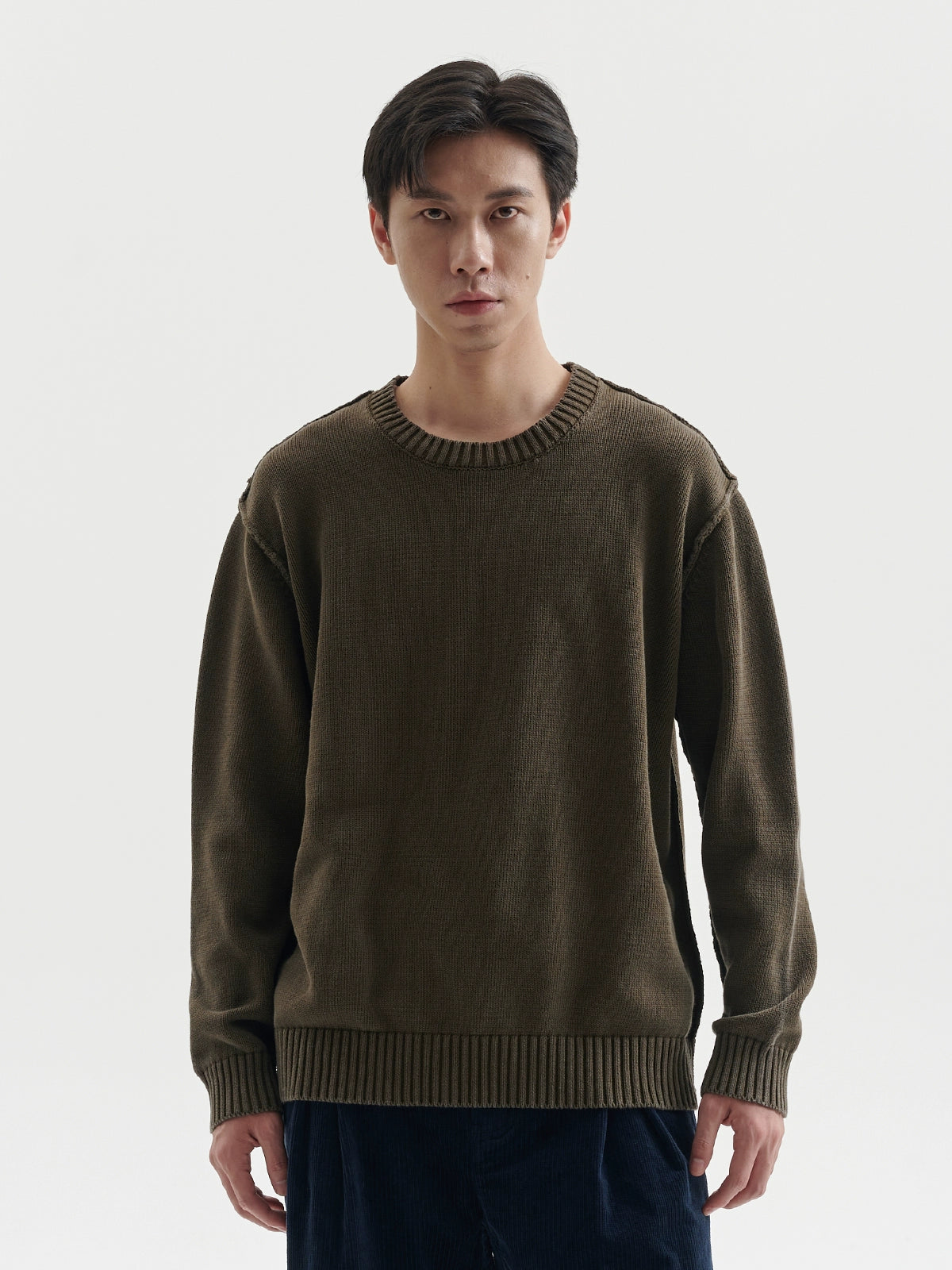 BUTTBILL Vintage Simple Crew Neck Knitted Sweater