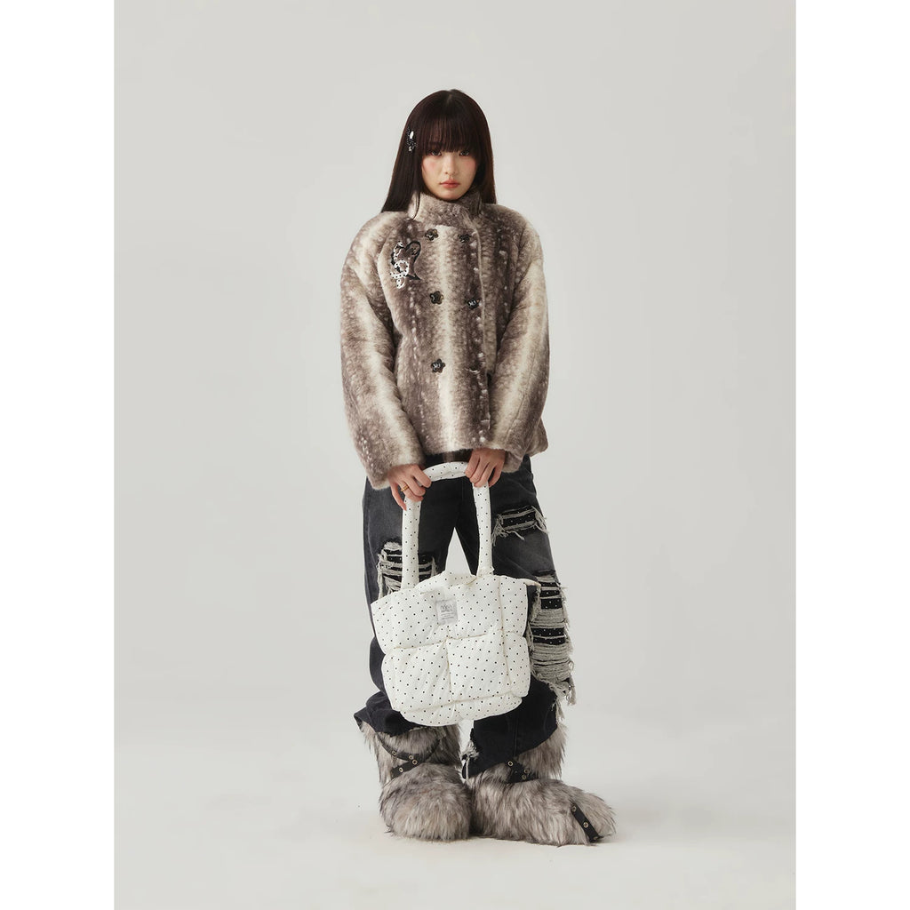 Eeee Faux Fur Breasted Plush Jacket