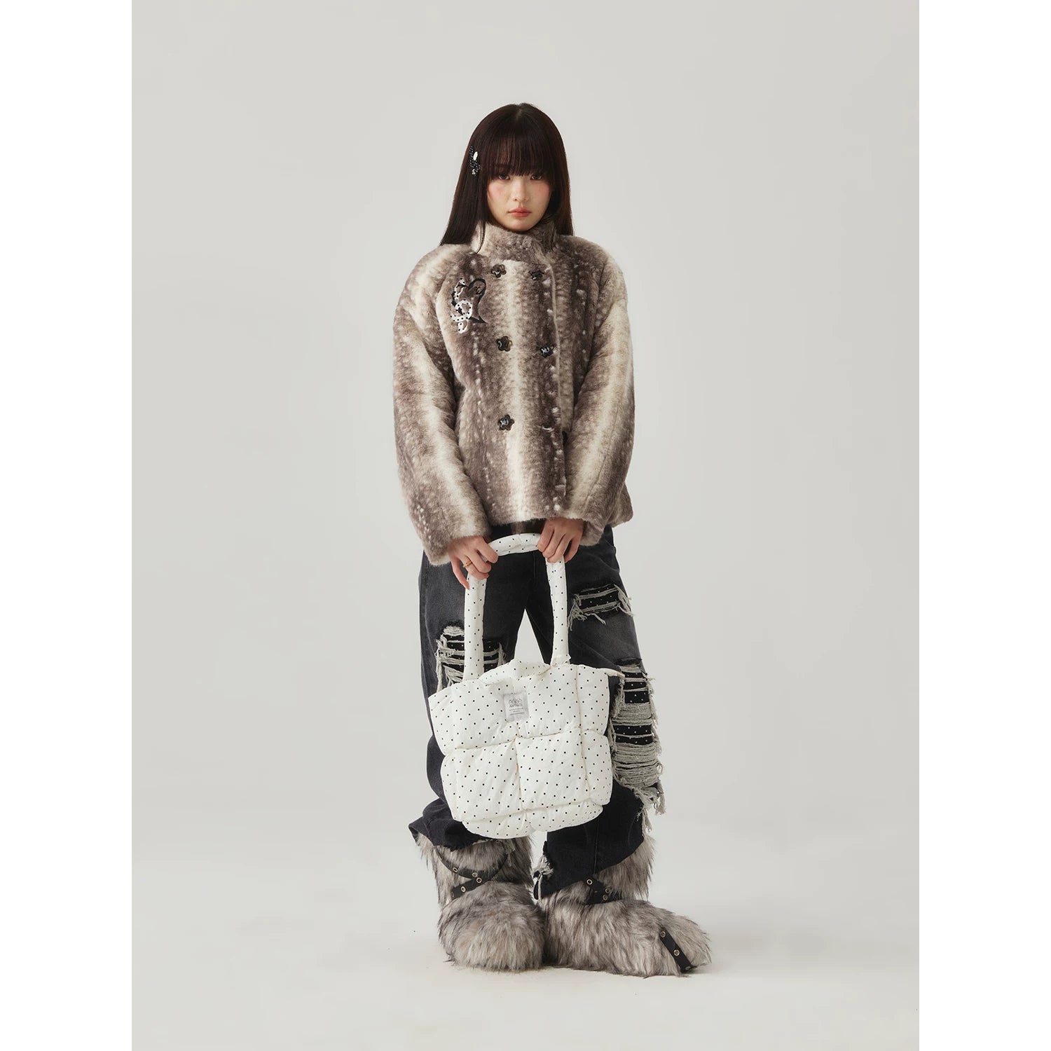 Eeee Faux Fur Breasted Plush Jacket