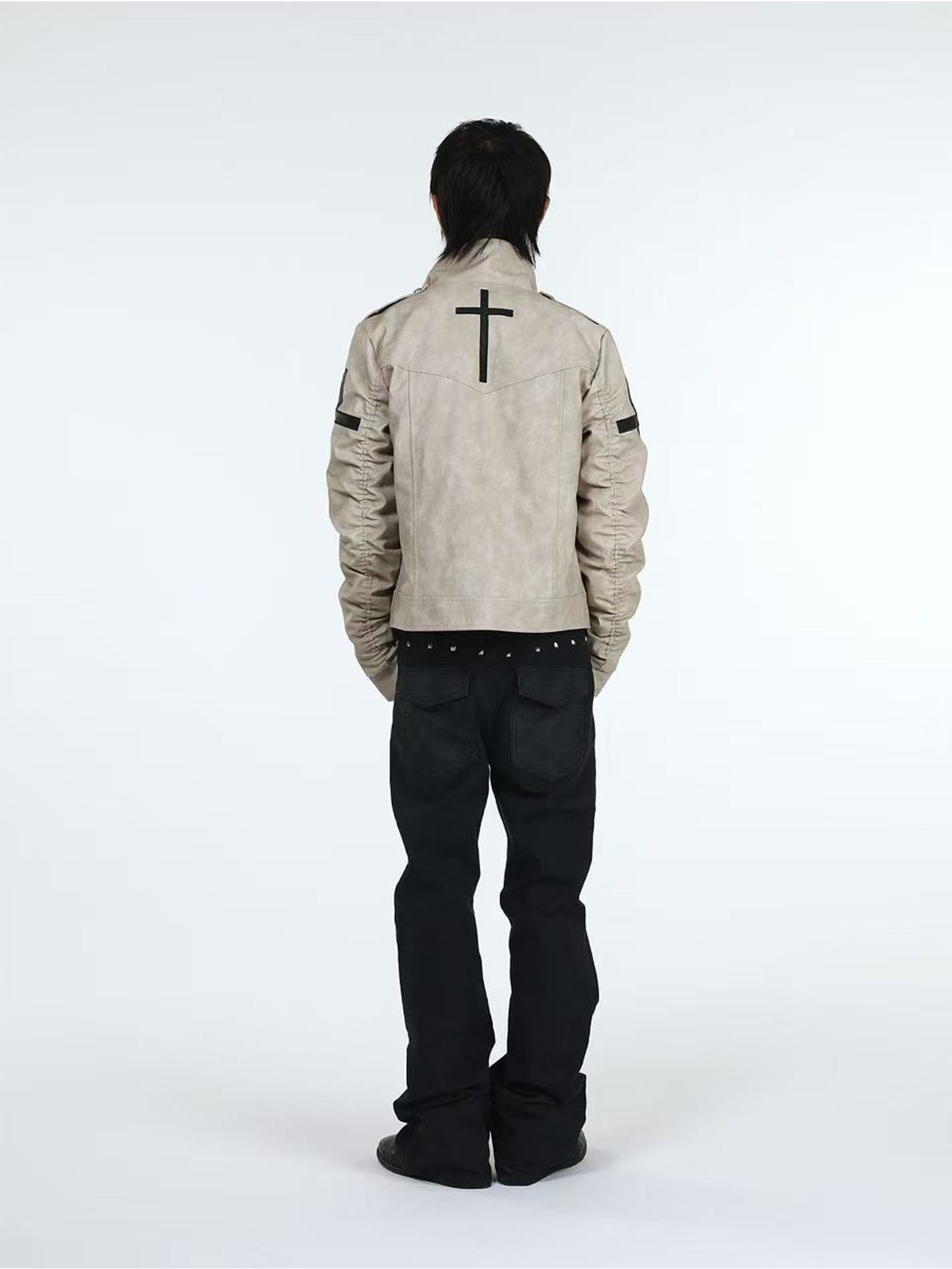 DETW Metal Rivet Zipper Stacked Jeans