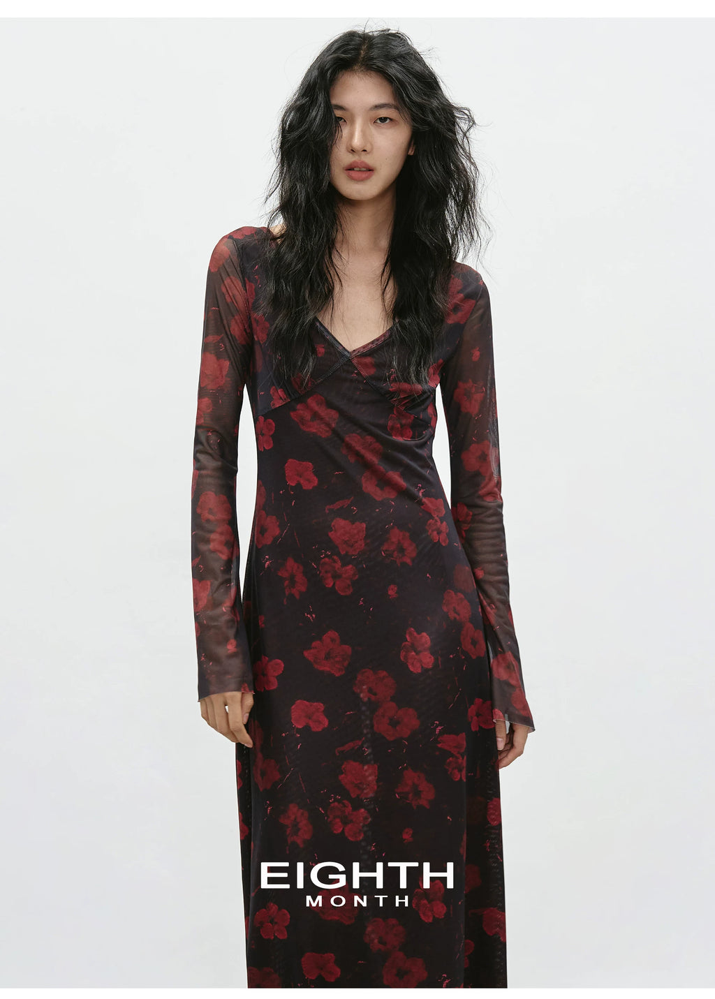 EIGHTHMONTH Contrasting Print Long Dress