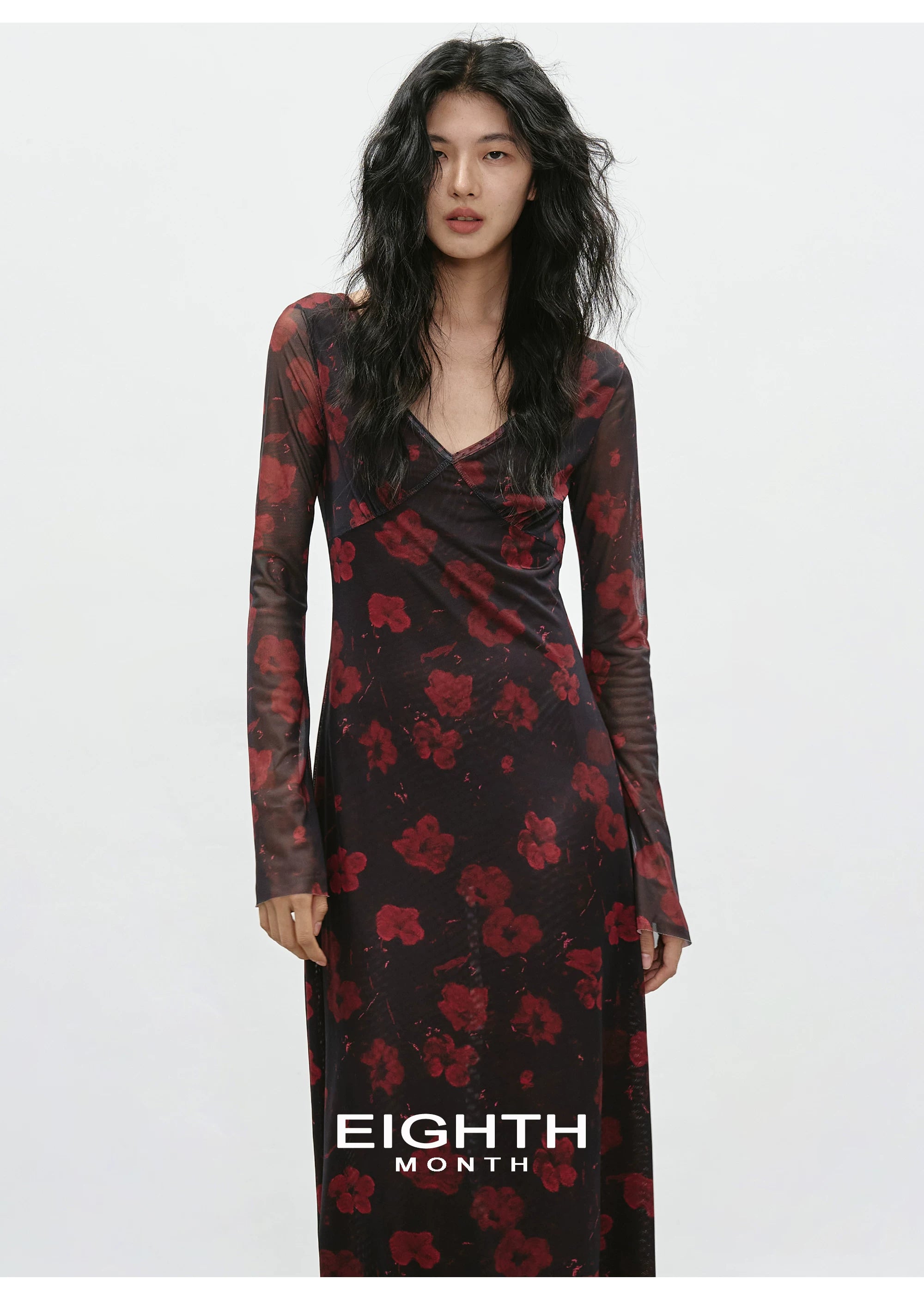 EIGHTHMONTH Contrasting Print Long Dress