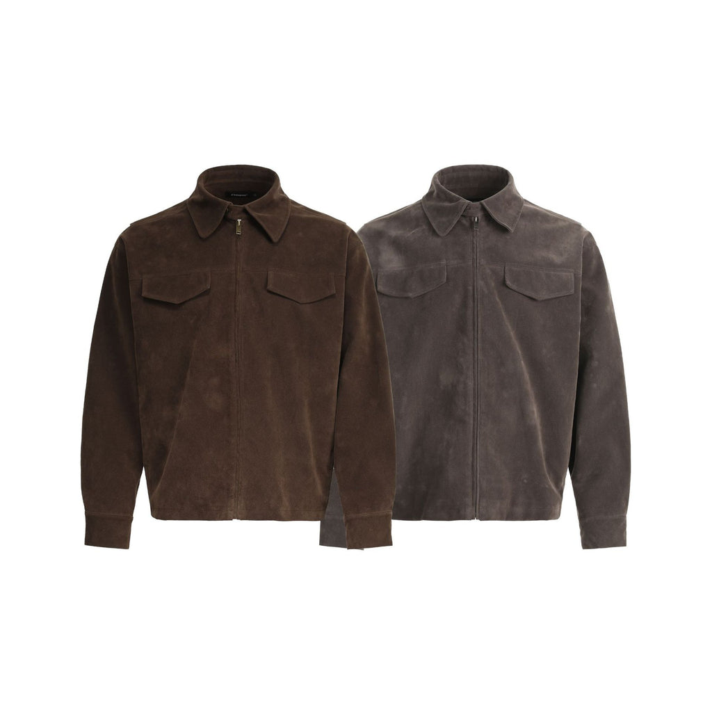 CHANYOOU Retro Three-dimensional Deconstruction Splicing Imitation Suede Jacket