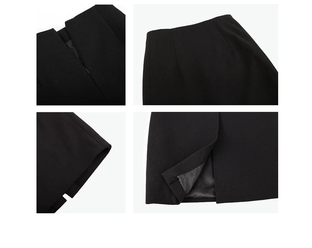 CHUYUQI Waist Suit Short Jacket Skirt Set