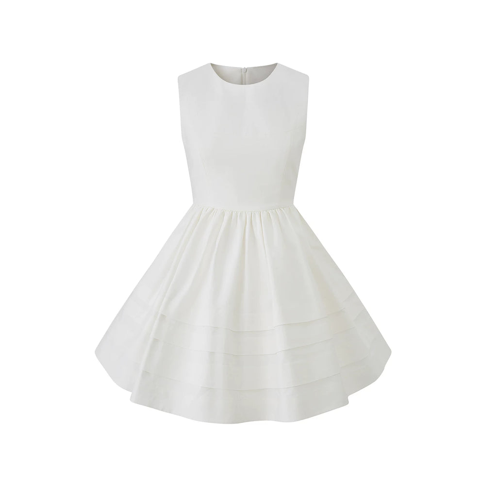 Avenement Crew Neck Temperament Waist Thin Dress