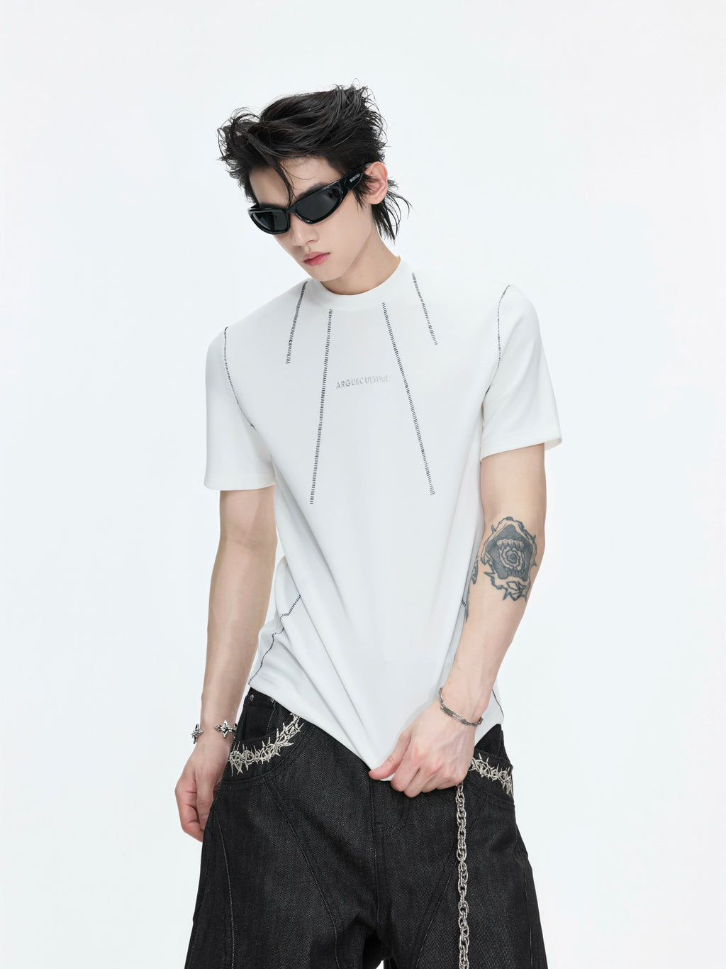 ArguECulturE Front Shoulder Slim Fit Contrasting Tee