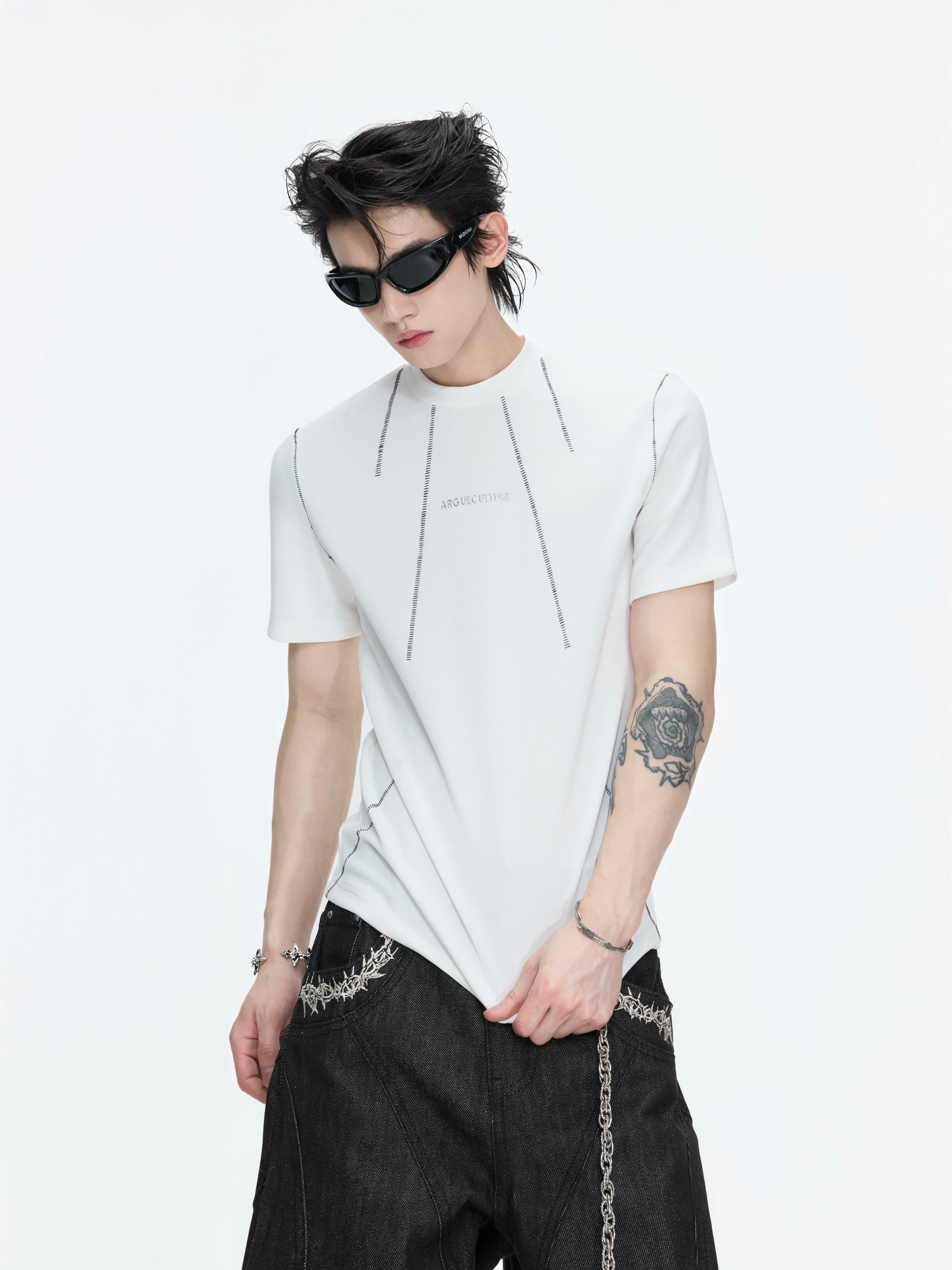ArguECulturE Front Shoulder Slim Fit Contrasting Tee
