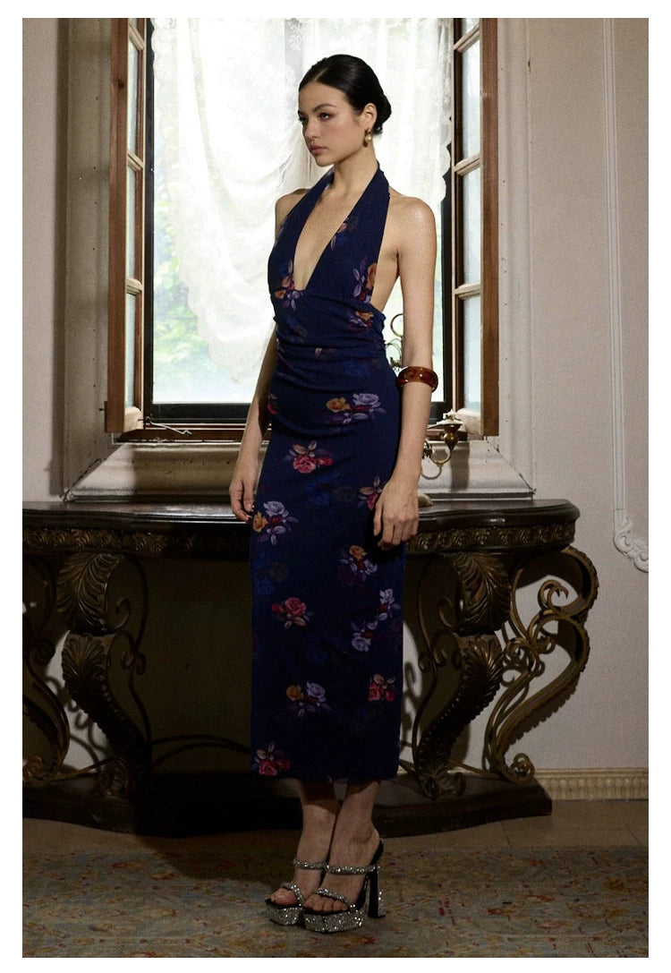 FINDYAWINGS Deep V Leak Back Neck Dress