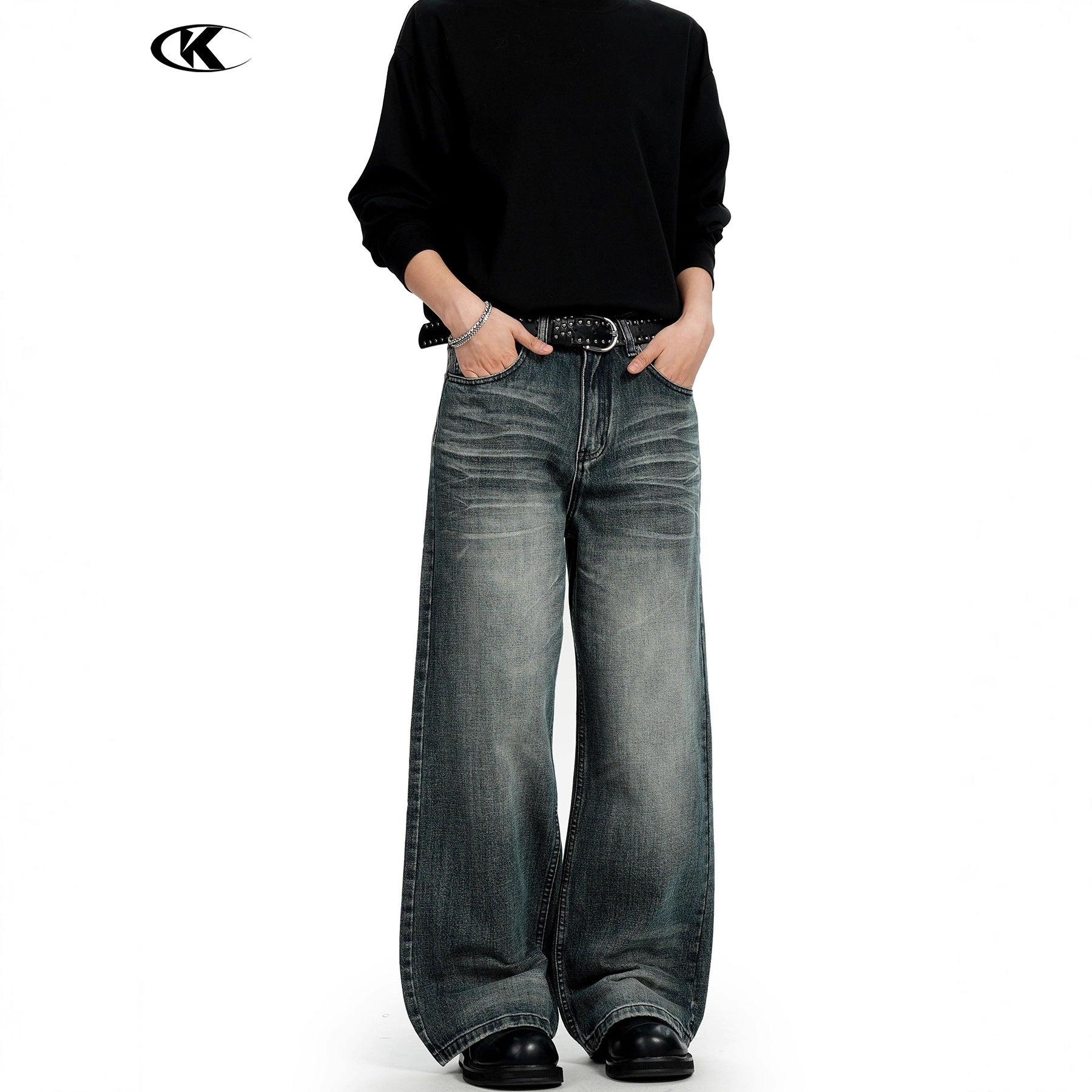 11KN Retro Drape Straight Loose Jeans
