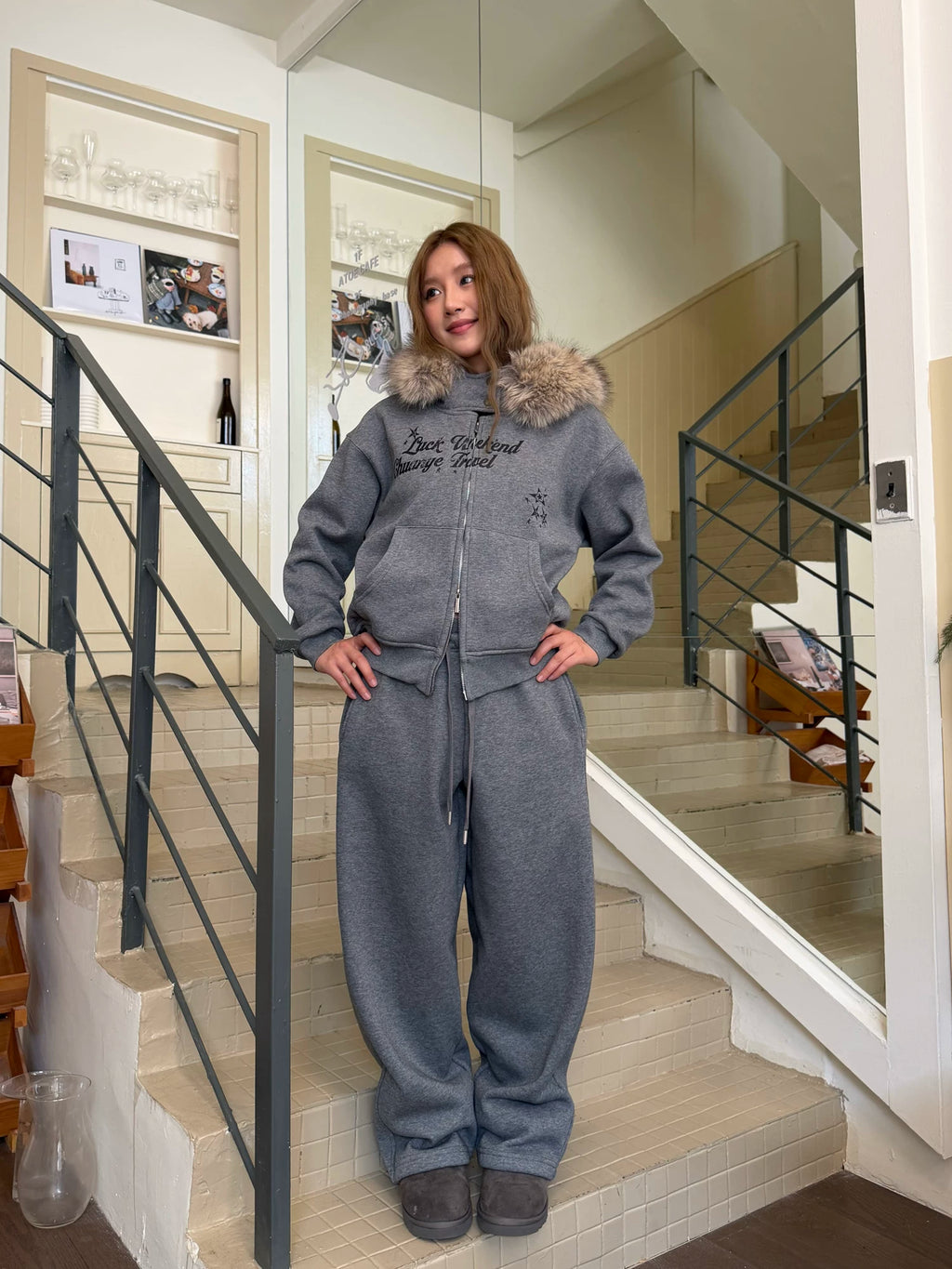 CCYE Double Waist Fleece Drawstring Casual Leggings