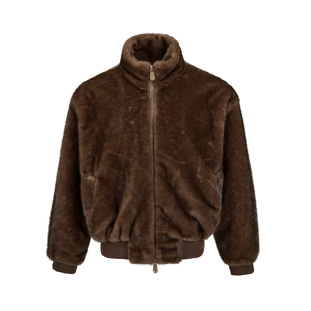 EME Retro Stand-up Collar Loose Niche High-end Jacket