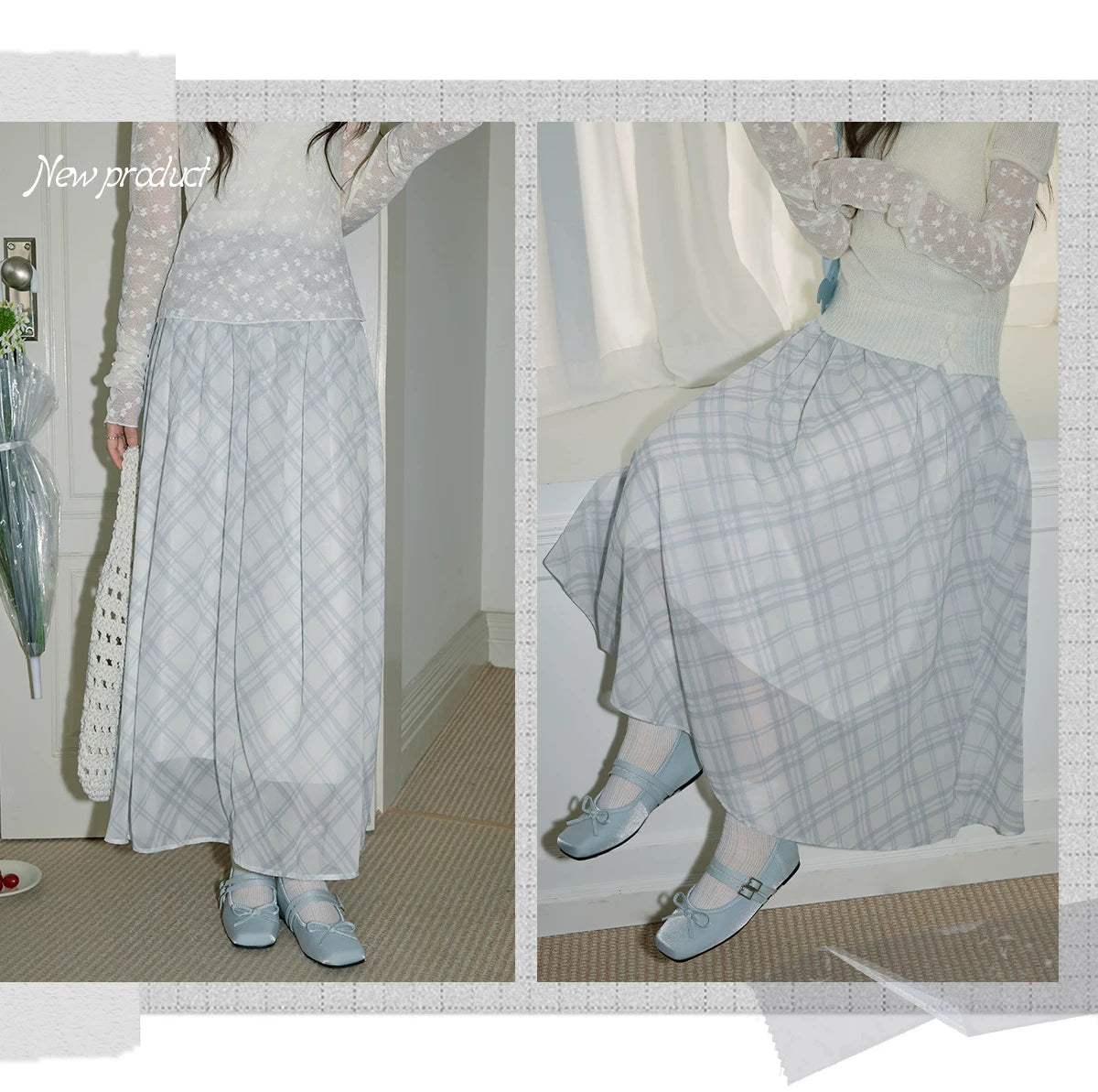 XUJING High-waisted and Thin Plaid Skirt