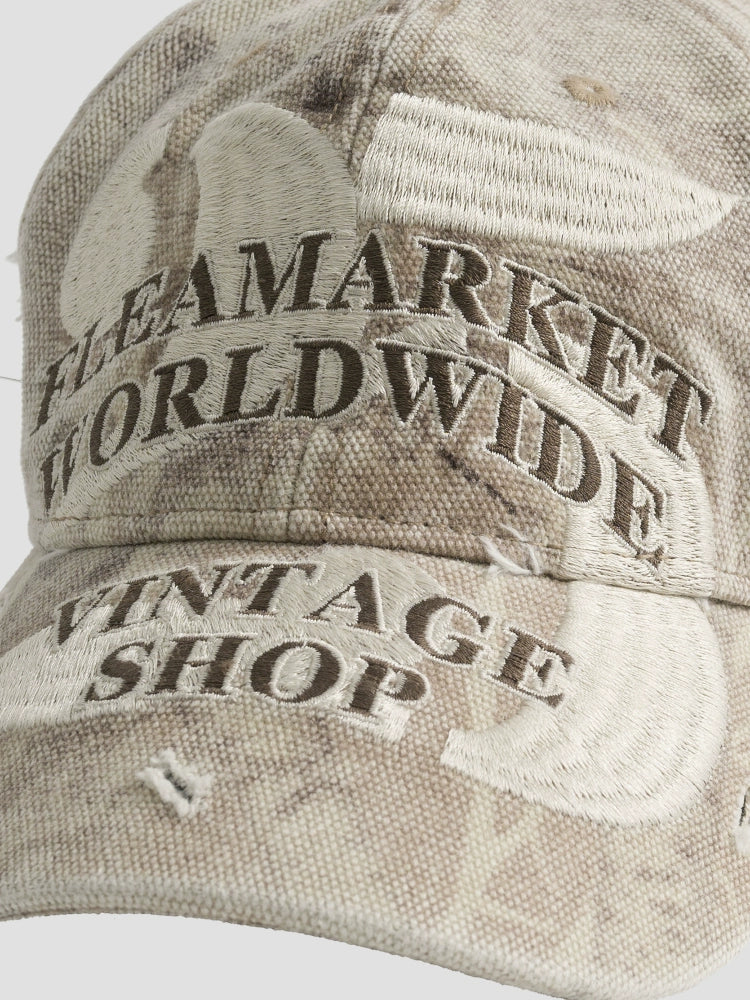 Fleamarket Vintage Washed Heavy Industry Alphabet Embroidered Baseball Cap