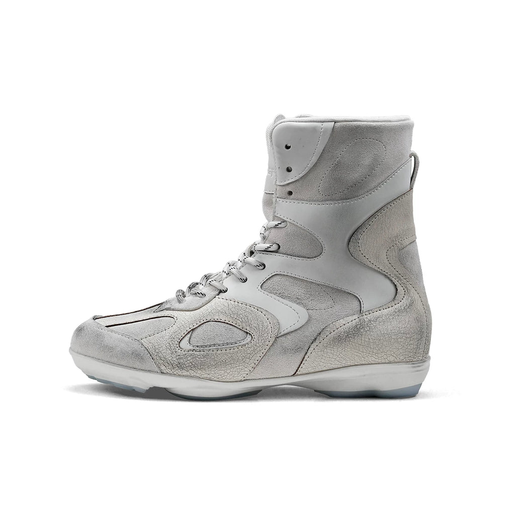 HANQIAORJI High-top German Training Shoes White Splicing Boxing Boots