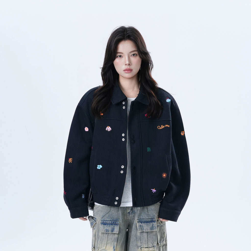 Zuocisankon Vintage Small Embroidered Loose Jacket