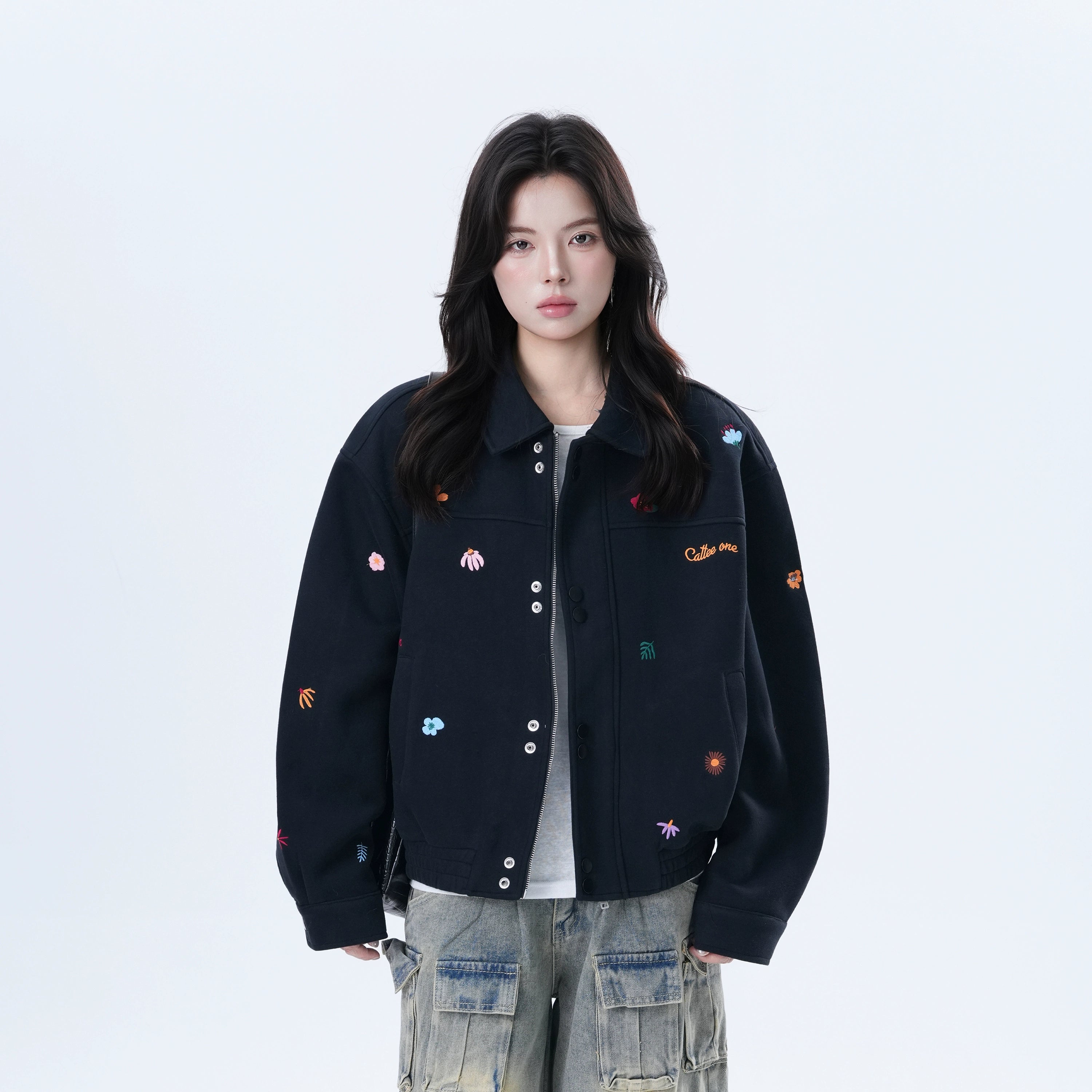 Zuocisankon Vintage Small Embroidered Loose Jacket