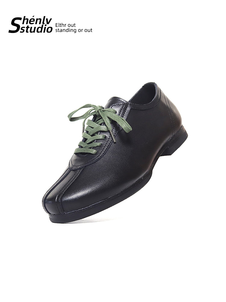 SHENLV STUDIO Japanese Retro Leather Casual Training Leather Shoes