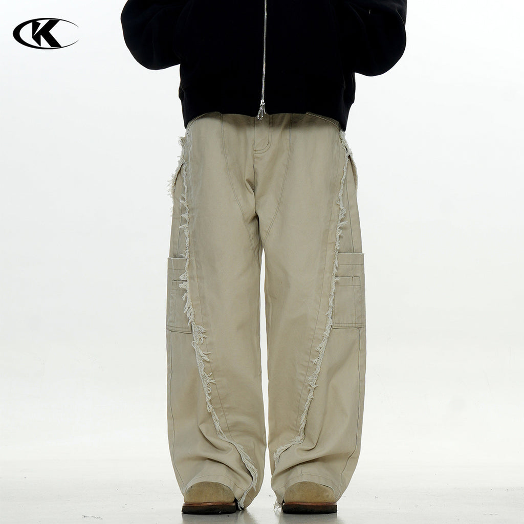 11KN  rough edge splicing multi-pocket tooling jeans