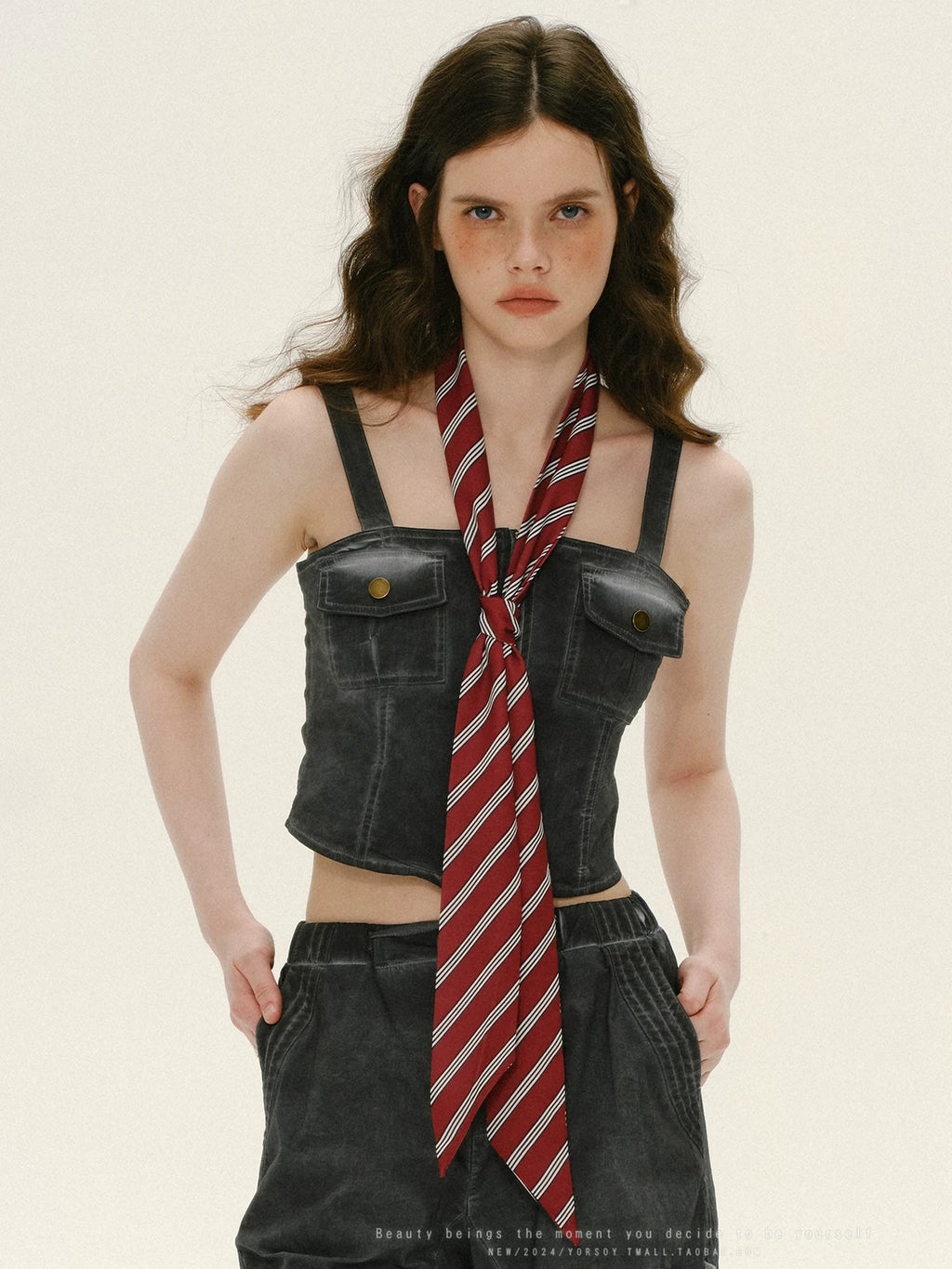 YORSOY Striped Ribbon Narrow Stripe Scarf