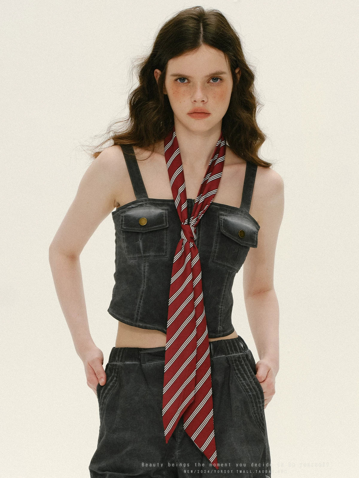 YORSOY Striped Ribbon Narrow Stripe Scarf