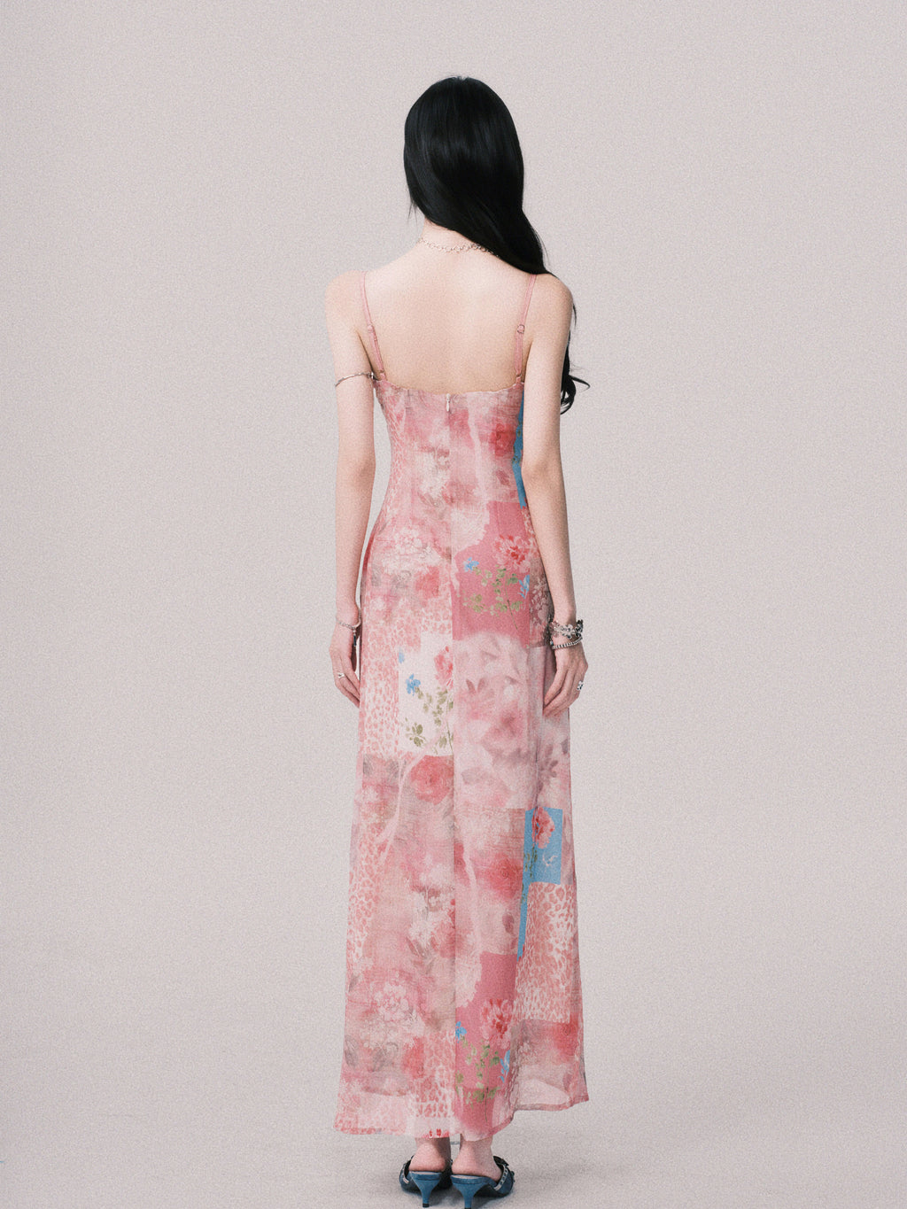 LULUSWINGS Beach Resort V-neck Splicing Print Suspender Skirt