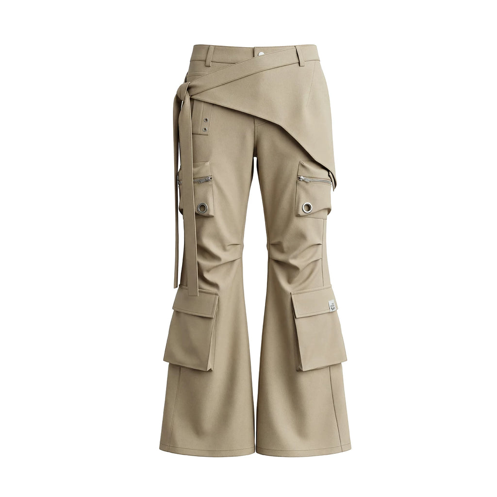 JIKOO Heavy Industry Twill Multi-pocket Micro-pull Pants