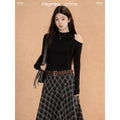 LOVEHEYNEW Strap Hollow Bow Slim Off-Shoulder Long Sleeve