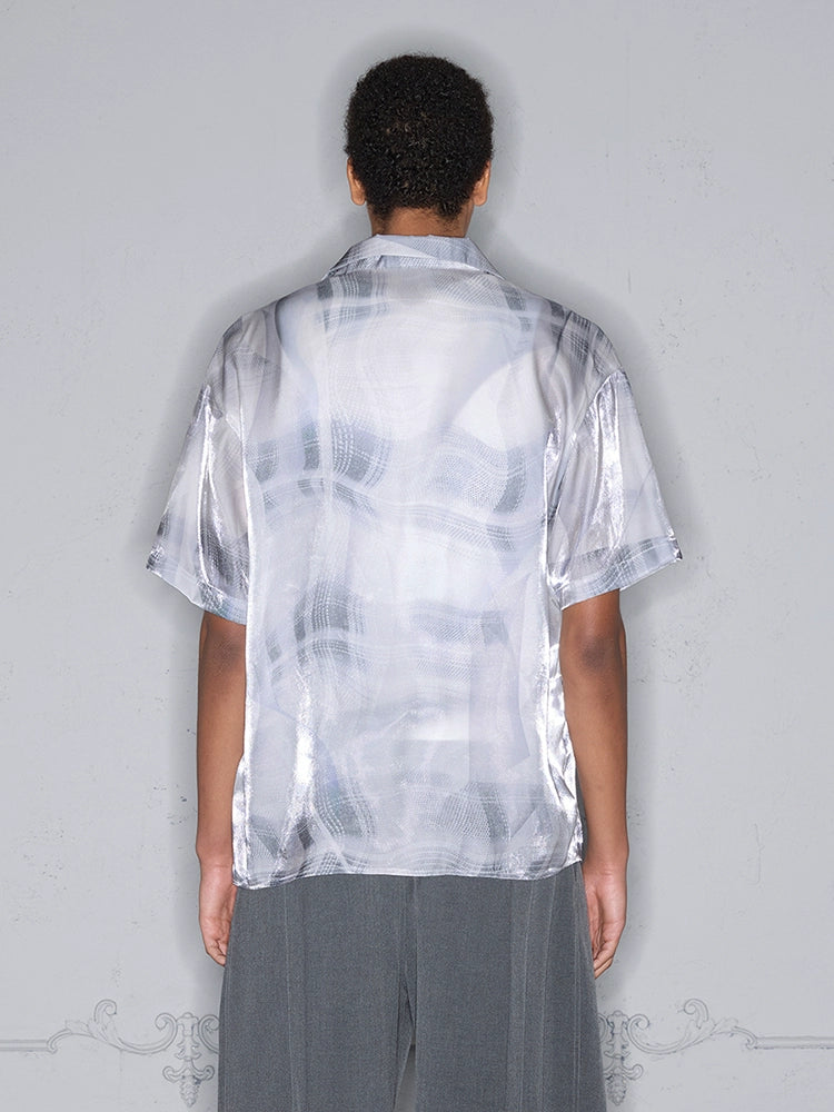 Rocawear Streamer Smudge Check Cuban Collar Short-sleeved Shirt