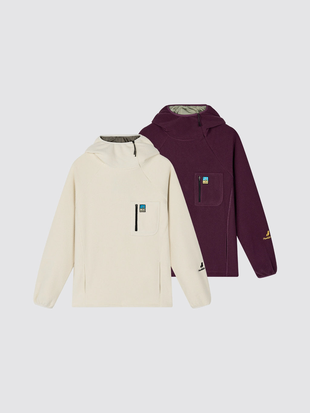 MoodLikeMe Diagonal Zipper Pocket Thermal Hooded Sweater