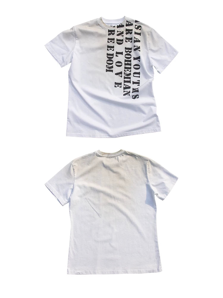 4AM Alphabet Slogan Front Shoulder Slim Tee