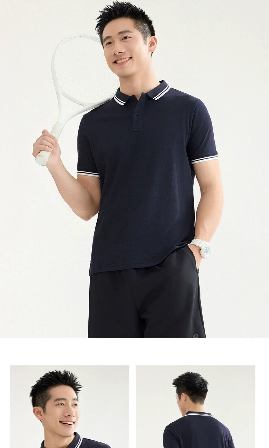 Giordano Contrasting Thin Lapel Tee