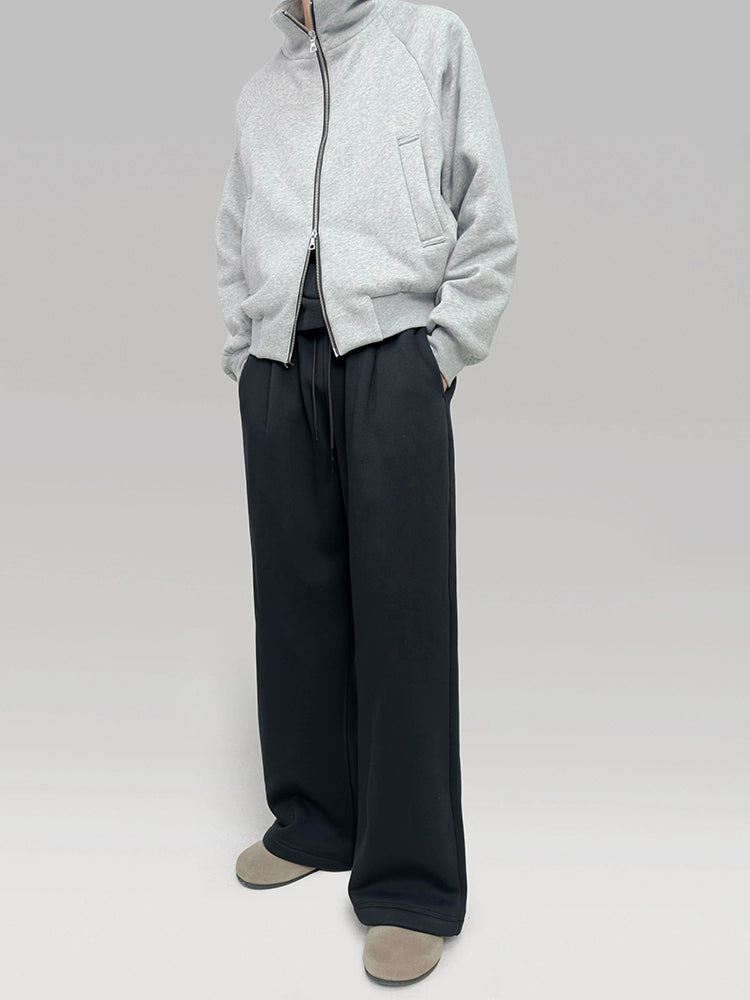 PLUS NO LOGO Loose Three-dimensional Pleated Straight Lazy Sweatpants