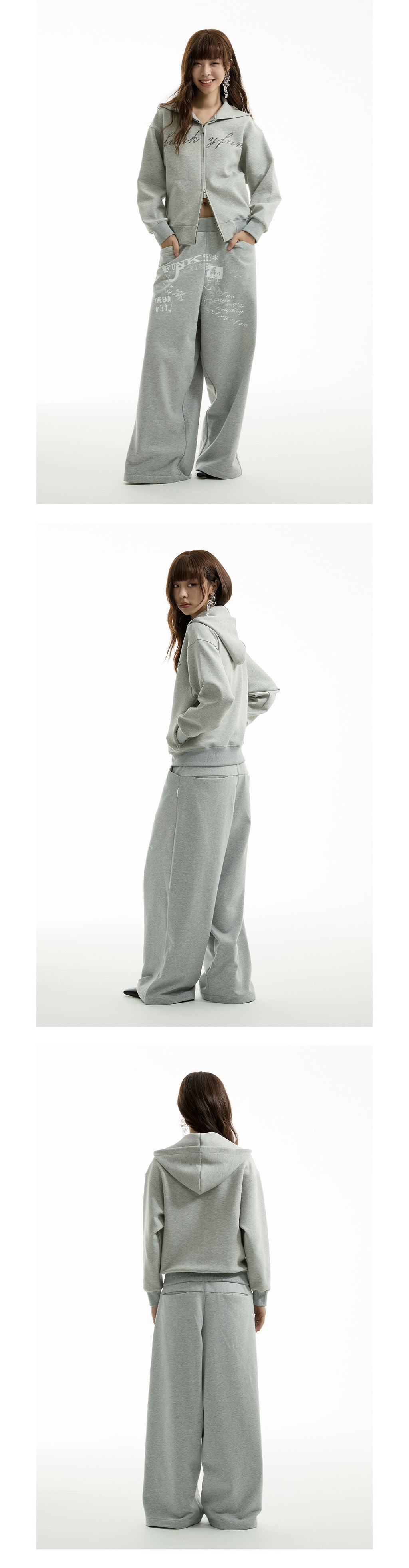FUNKYFUN 2024AW LOGO Hot Diamond Cardigan Hooded Space Cotton Sweater Jacket