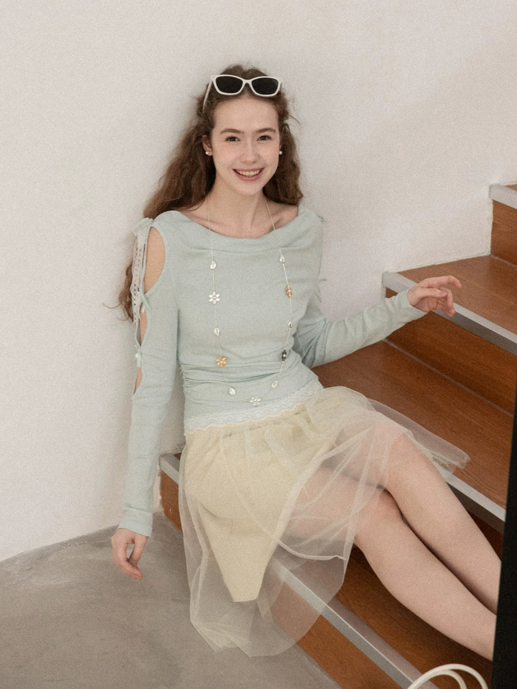 Cantonstory High Waist Thin Mesh A Word Skirt