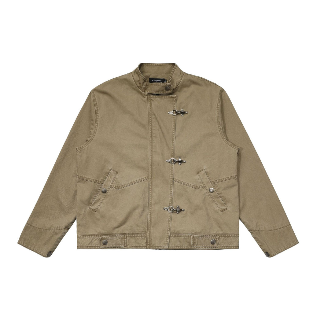 CHANYOOU Retro Premium Sense Aircraft Buckle Stand-up Collar Jacket