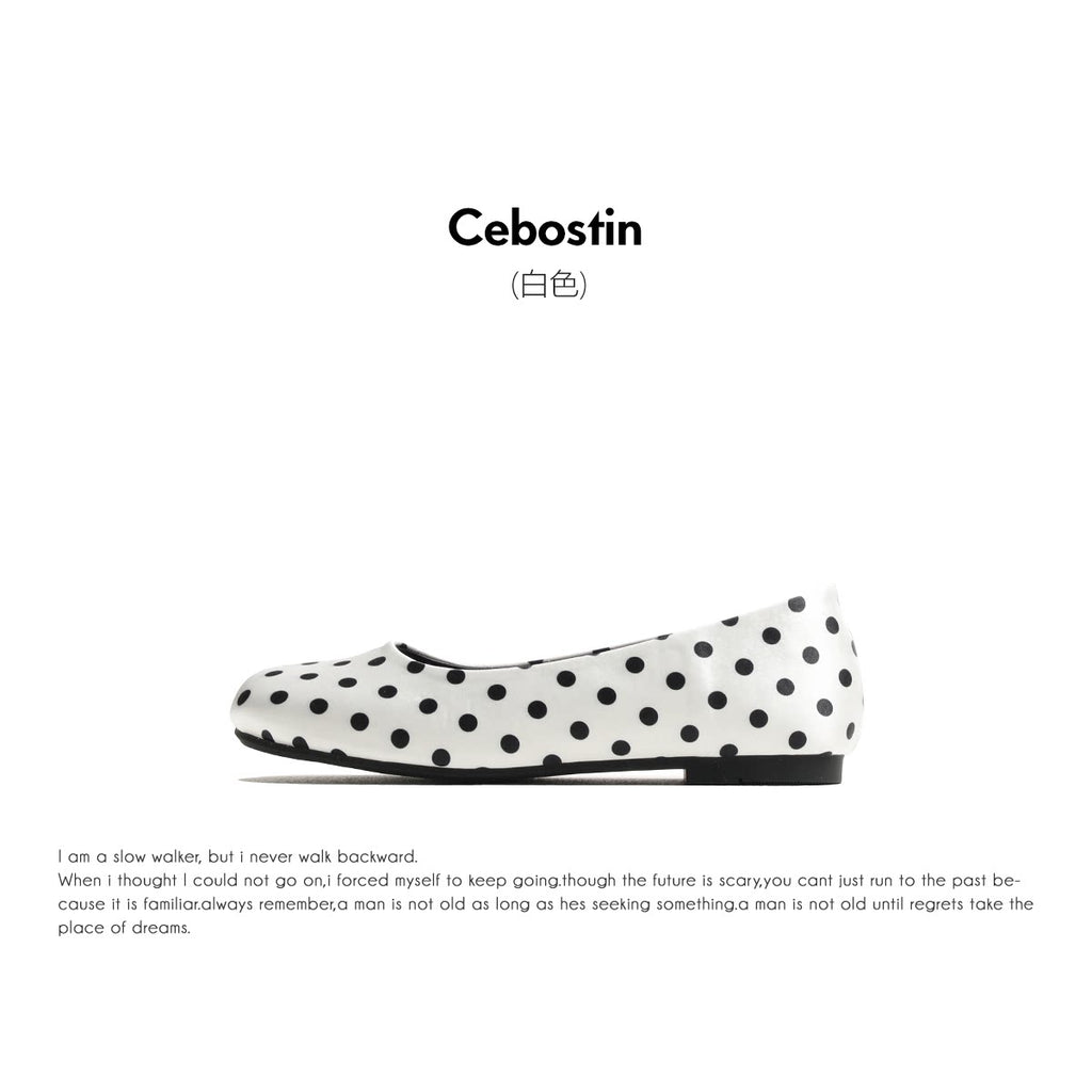 Cebostin Polka Dot Inner Height Increase Shallow Mouth Single Shoe