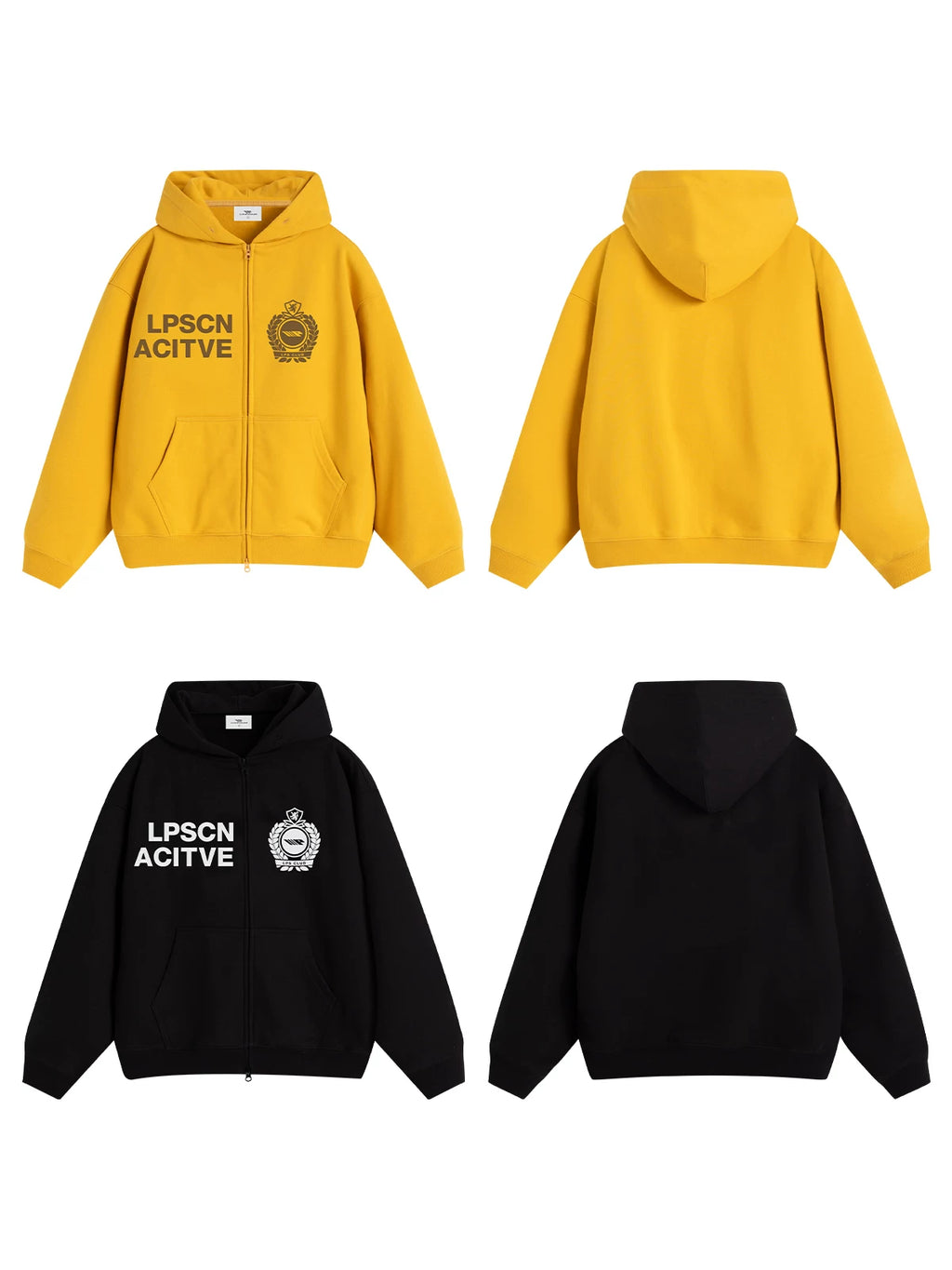 Loopsoon Front Chest Left and Right Creative Letter Print Hooded Sweater