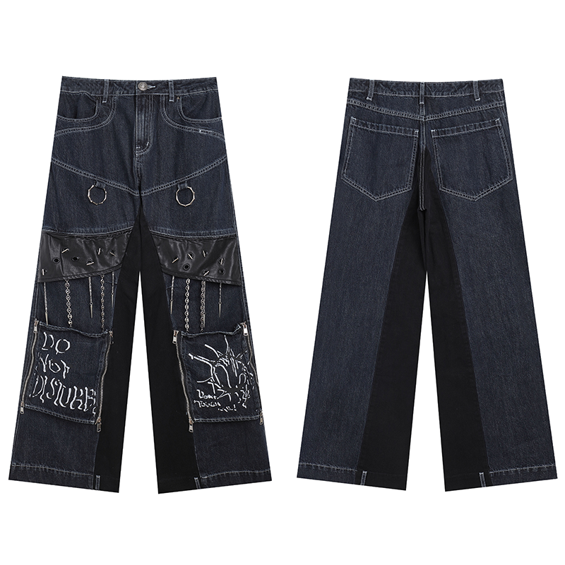 DND4DES Removable Splicing Washed Old Straight Jeans