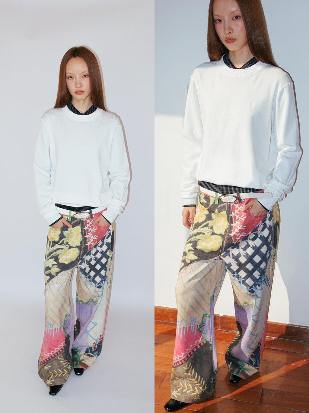 FUNKYFUN Old Collage Baijiapu Twill Casual Pants