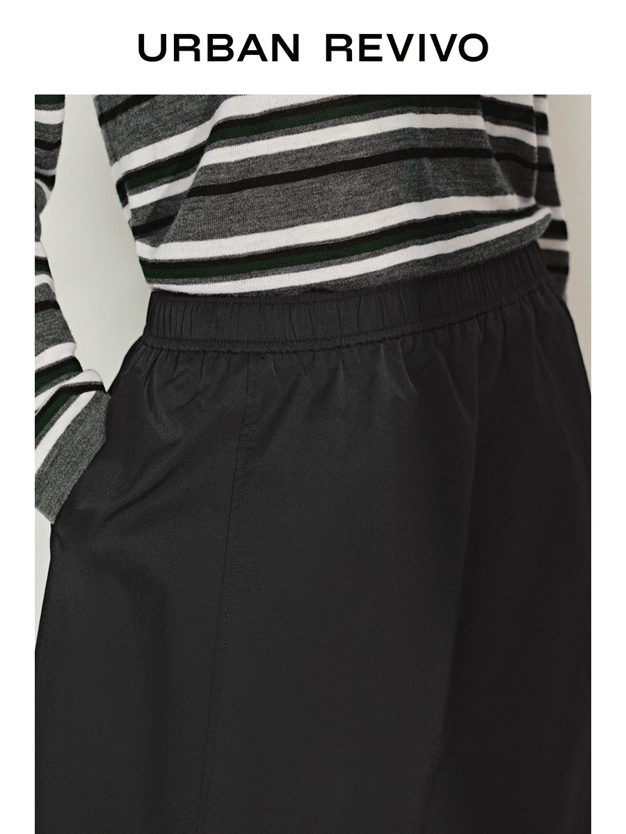 URBAN REVIVO Simple Casual Elastic Waist Super Loose Skirt