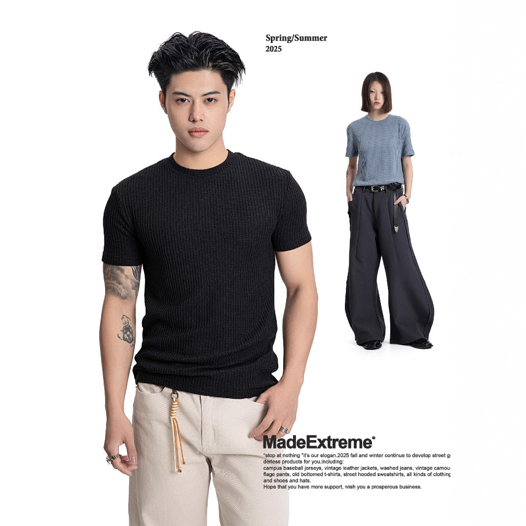 MADEEXTREME Old Money Wind Knitted Crew Neck Casual Tee