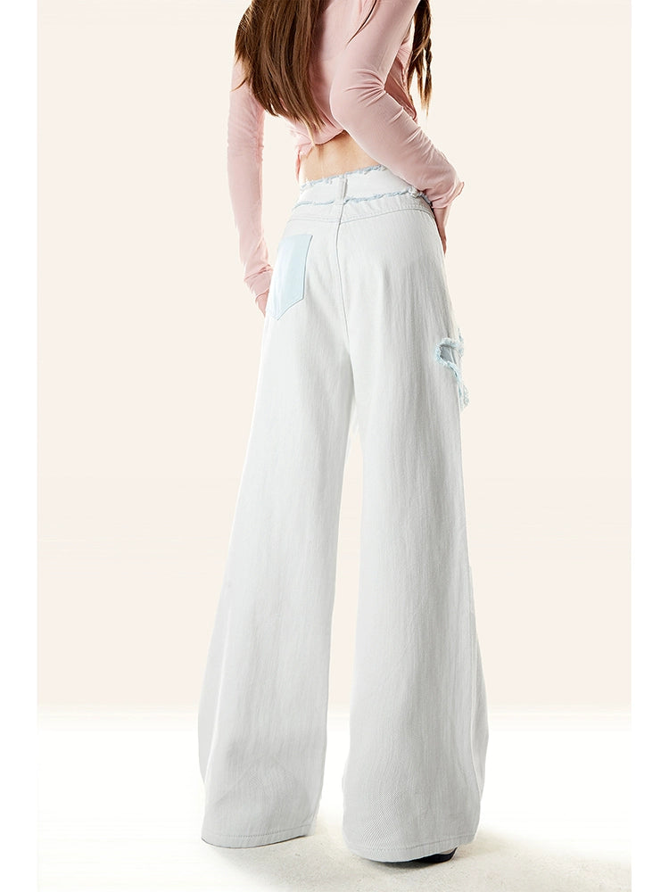 Zrsee Butterfly Embroidered Loose Jeans